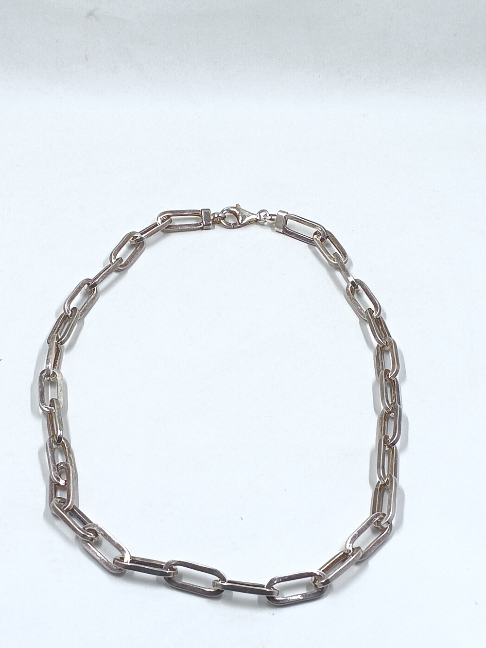 950 Silver Paper Clip Necklace.     Men-Unisex Jewelry